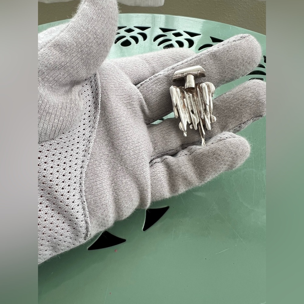 Mid Century Solid Silver Brutalist Modernist Abst… - image 4